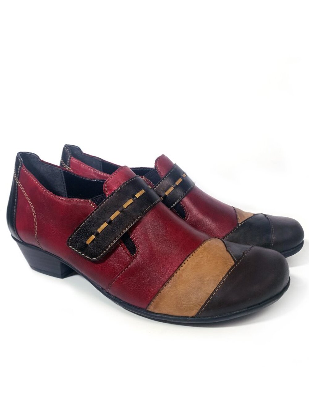 Remonte Dorndorf Women's Leather Patchwork Shoes Mary Jane Heeled Loafers D7304
